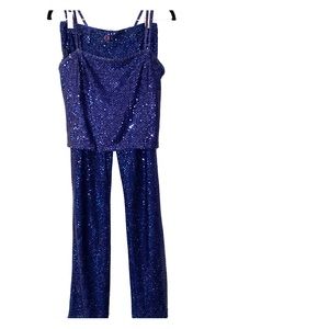 Armani jeans blue sequined top US 8 & pants sz. 27